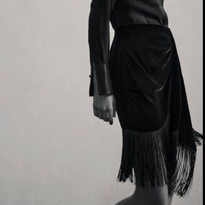NWT ZARA VELVET FRINGE SKIRT